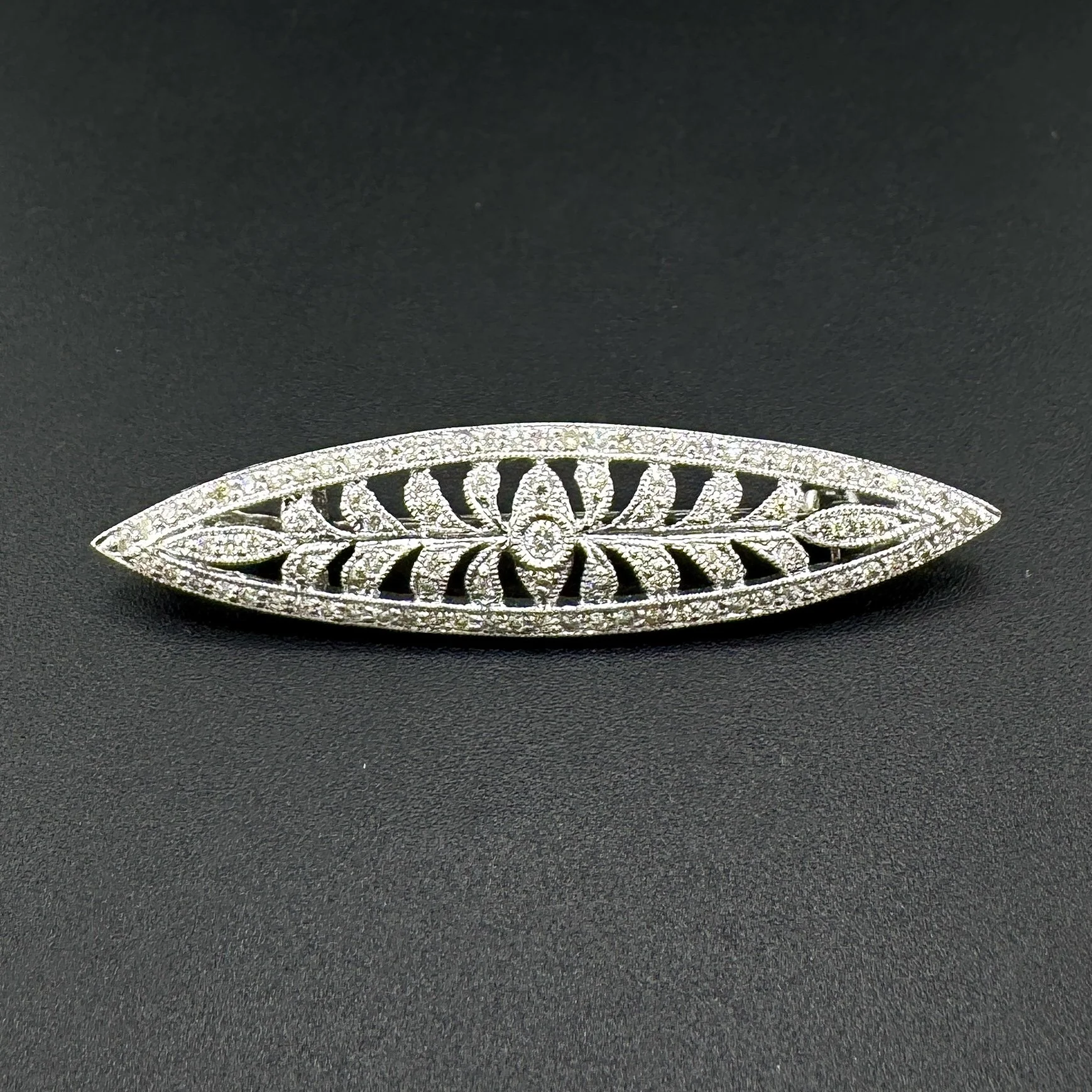 ART NOUVEAU 1.94CTW ROUND DIAMOND PIN PENDANT - 18K WHITE GOLD