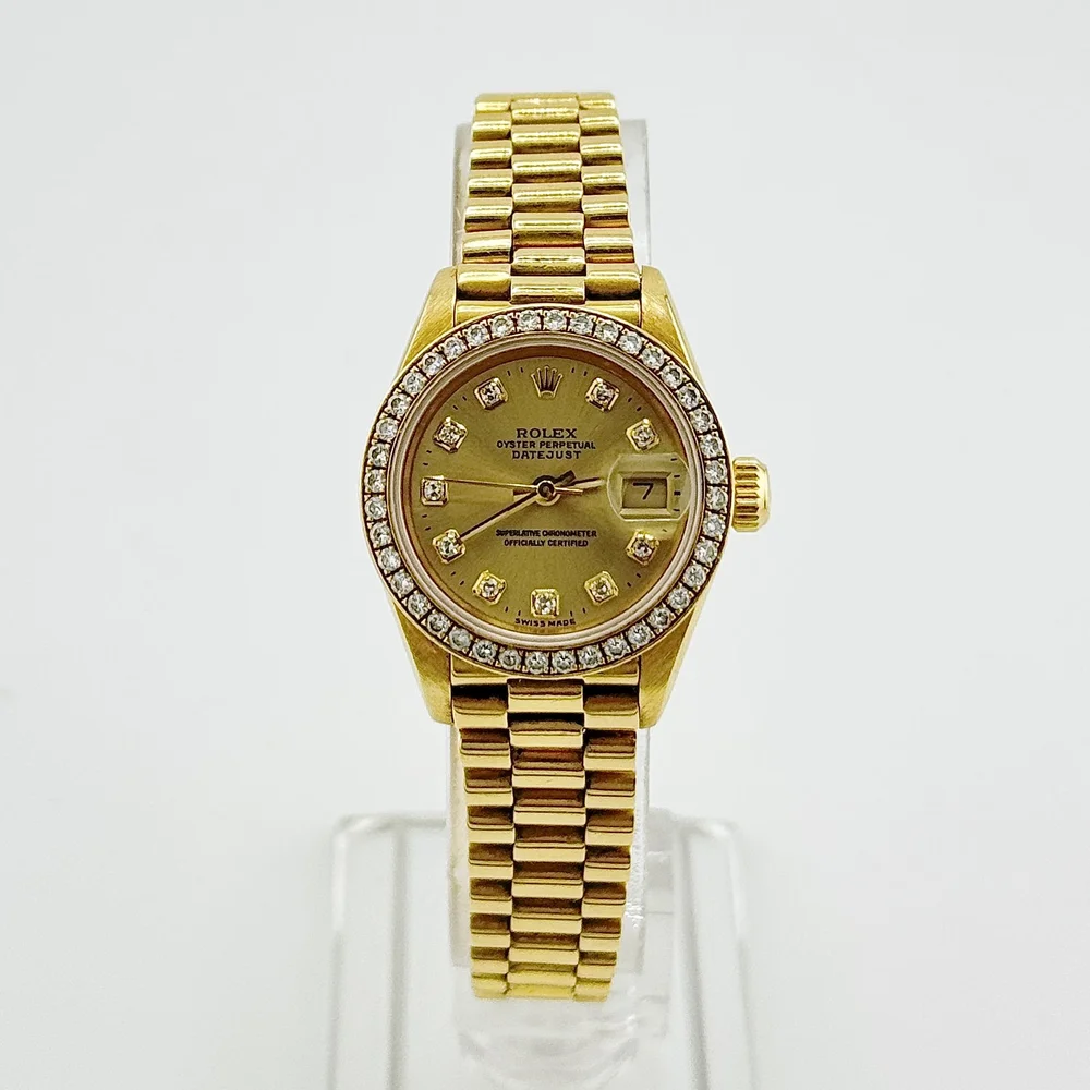 LADIES ROLEX PRESIDENT DATEJUST 69178 18K YG DIAMOND DIAL/BEZEL