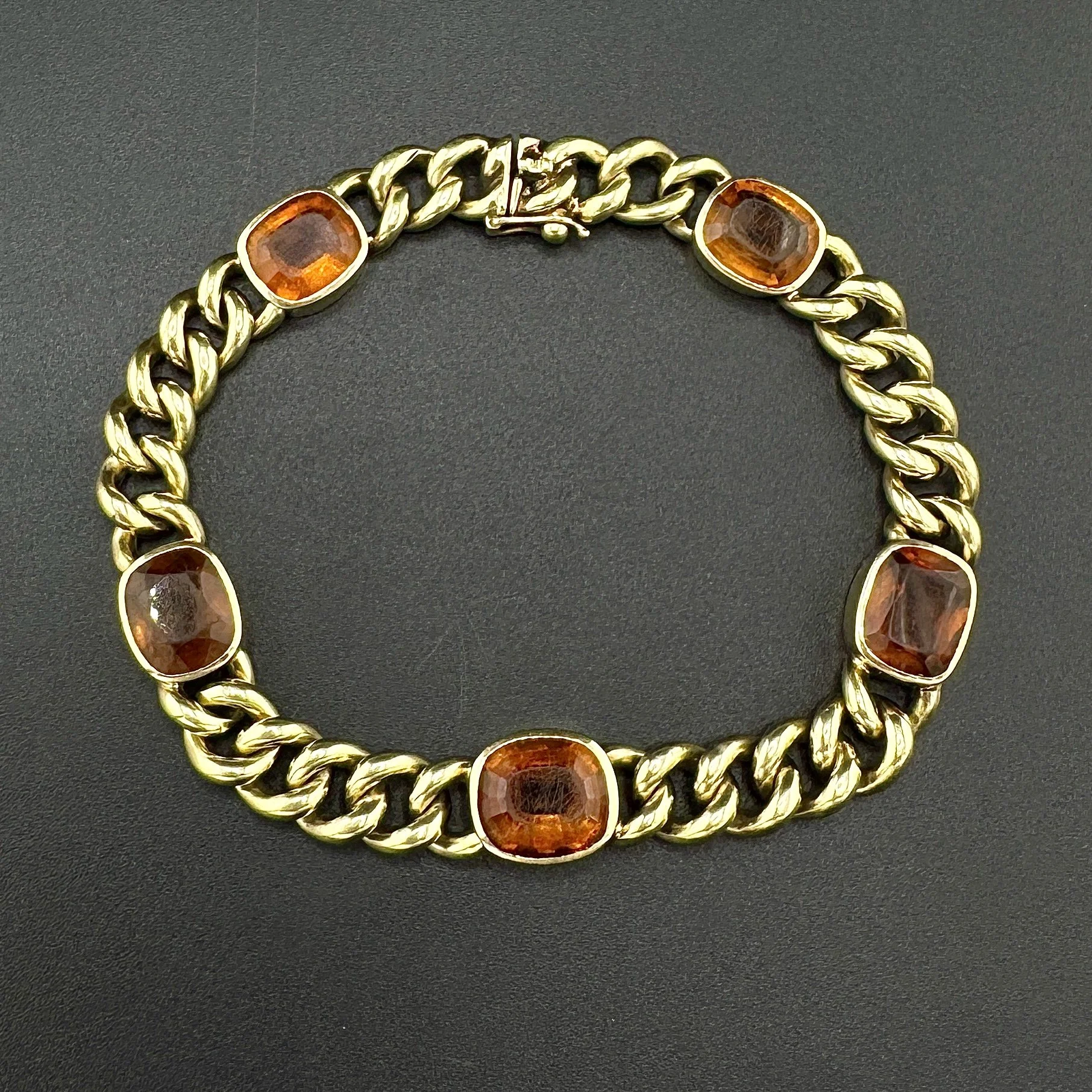 16.25CTW OVAL CITRINE CUBAN LINK BRACELET - 14K YELLOW GOLD - 8"