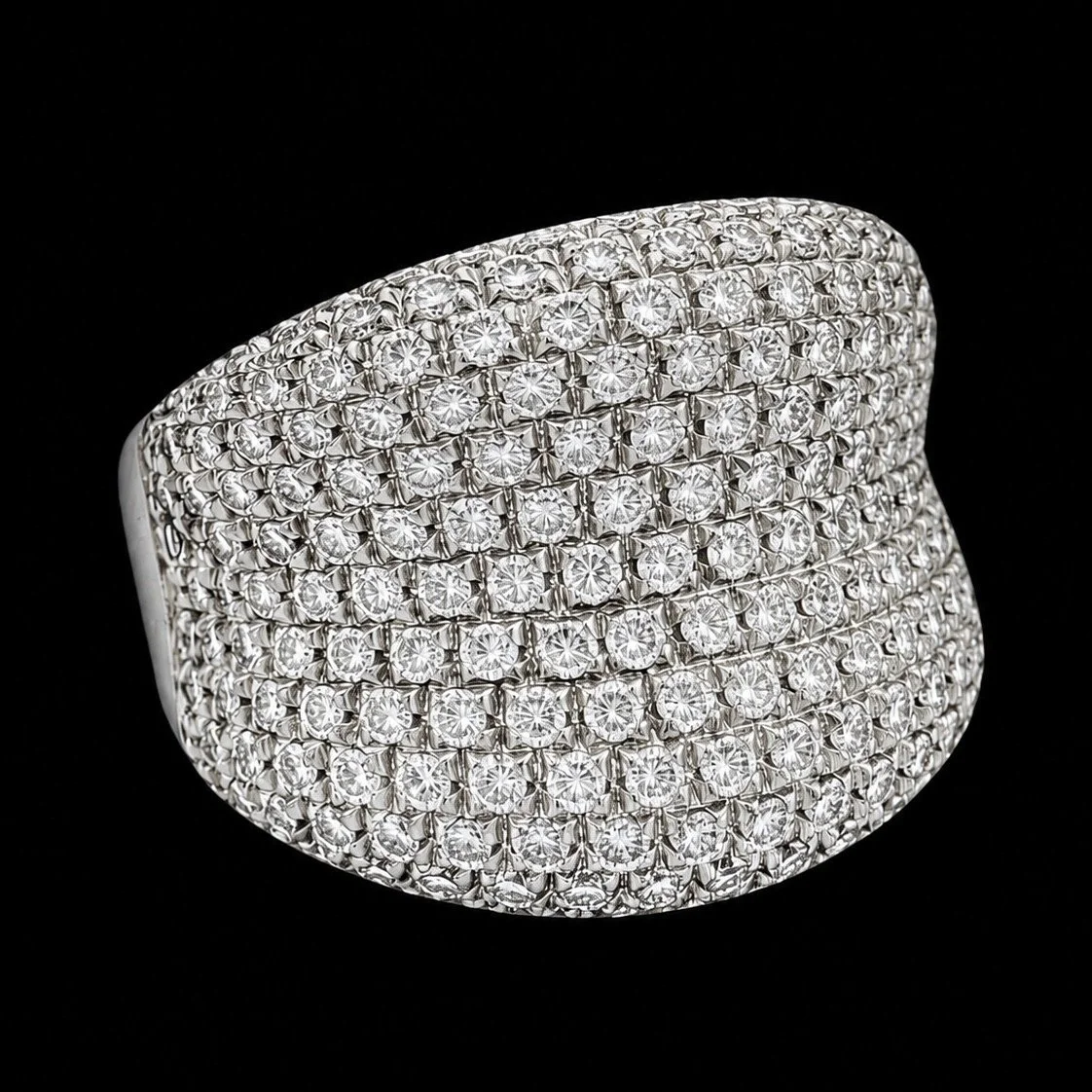 Diamond Wave Cluster Cocktail Ring