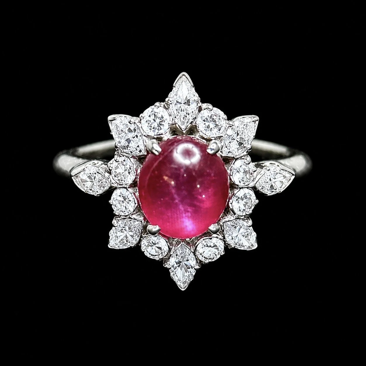 Art Deco Star Ruby and Diamod Ring