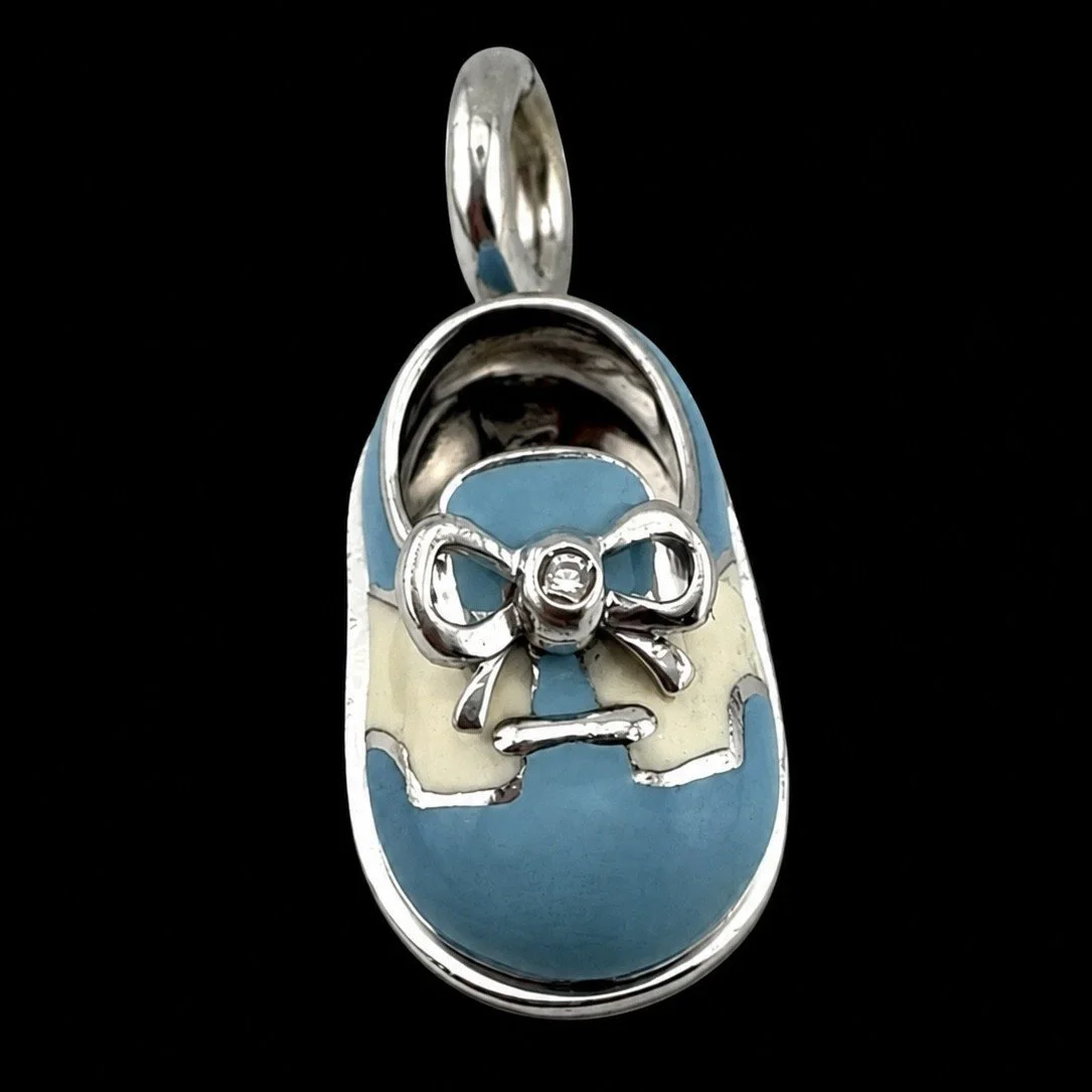 Blue and White Enamel Baby Shoe Charm by Aaron Basha