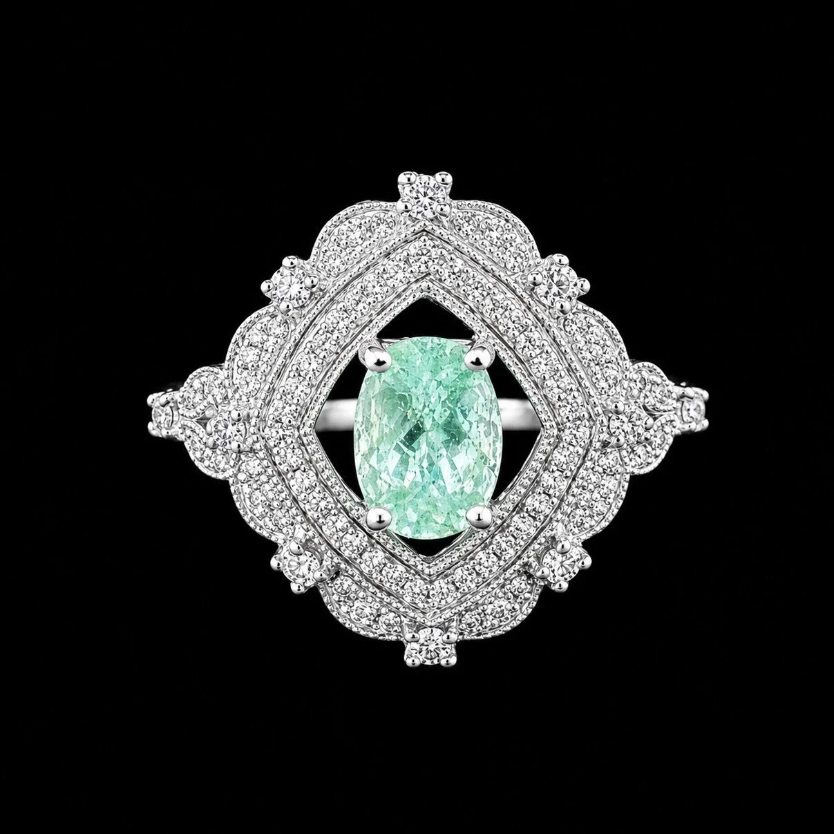Seafoam Green Tourmaline and Diamond Ring
