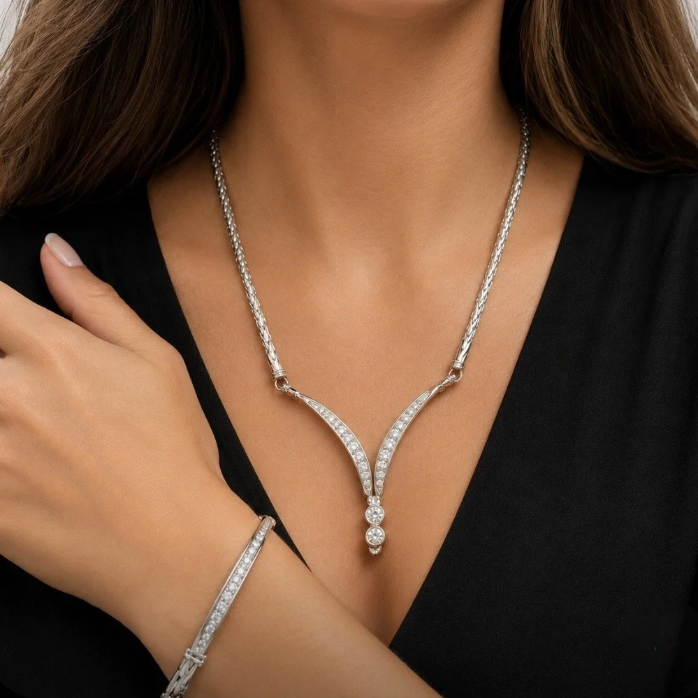 BI-GOLD DIAMOND BRACELET/NECKLACE SET - 5.1 CTW SI1 H-I DIAMONDS