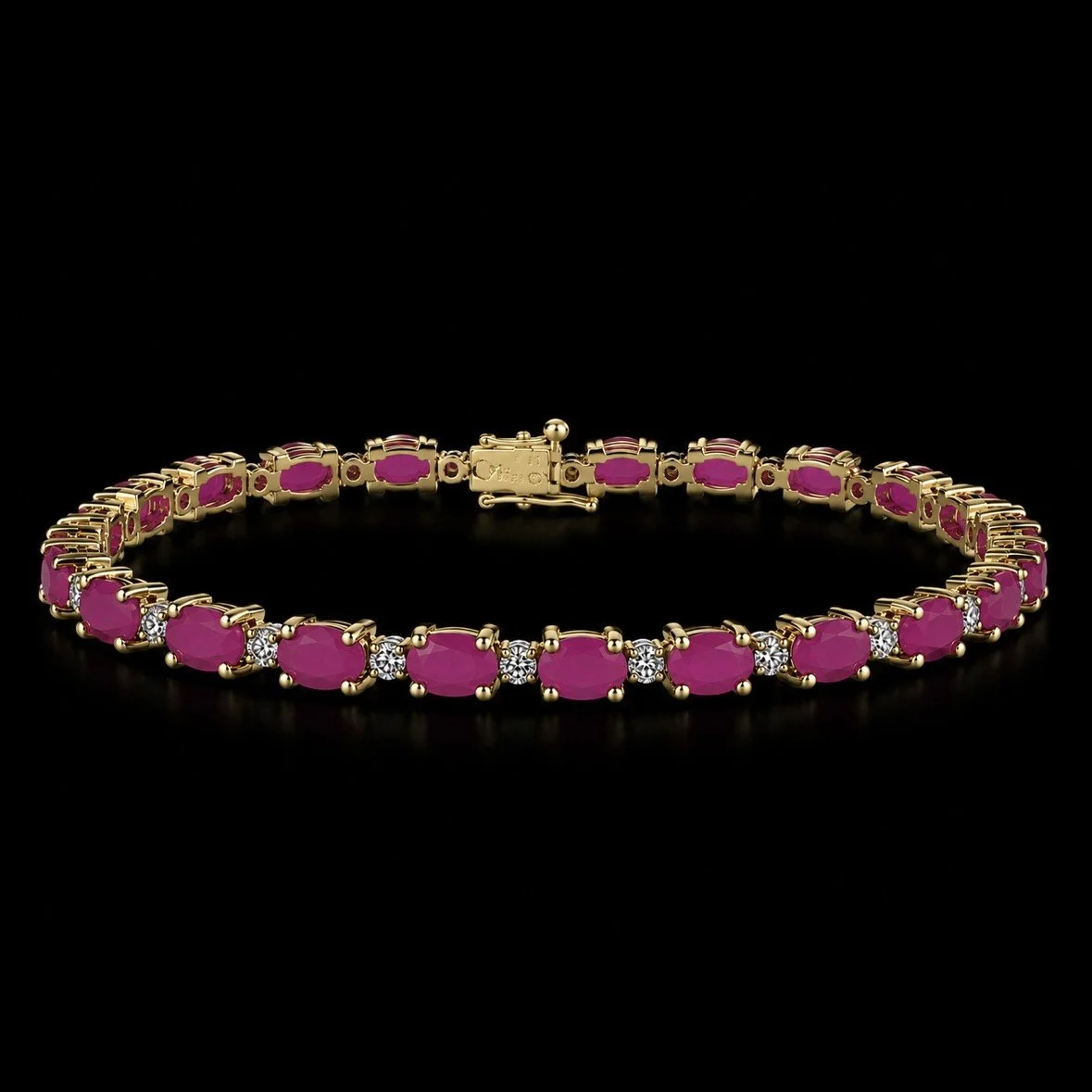 Ruby and Diamond Line Tennis Bracelet