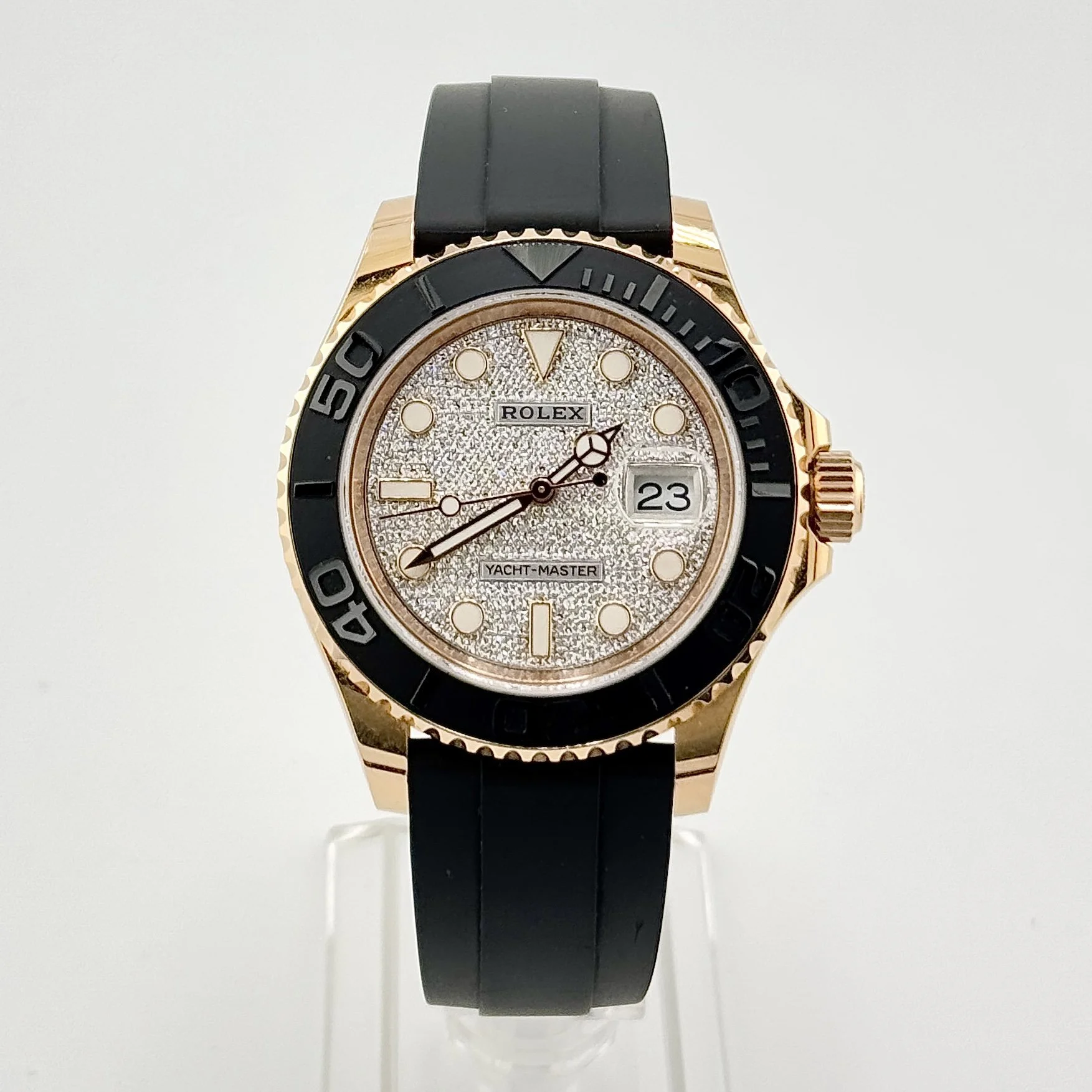 ROLEX YACHT-MASTER 116655 18K ROSE GOLD PAVE DIAMOND DIAL AUTO 40MM B+P 2019