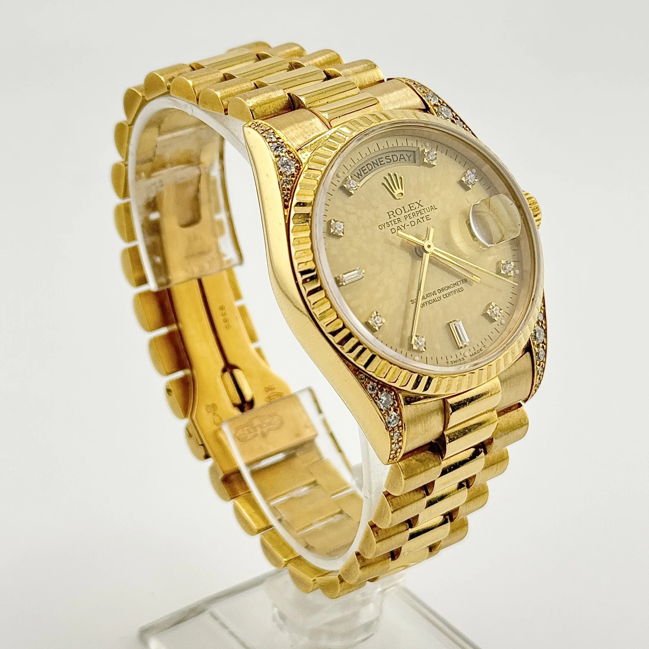 ROLEX PRESIDENT DAY DATE 18338 18K YG CHAMPAGNE DIAMOND DIAL/LUGS 36MM 1994 BOX