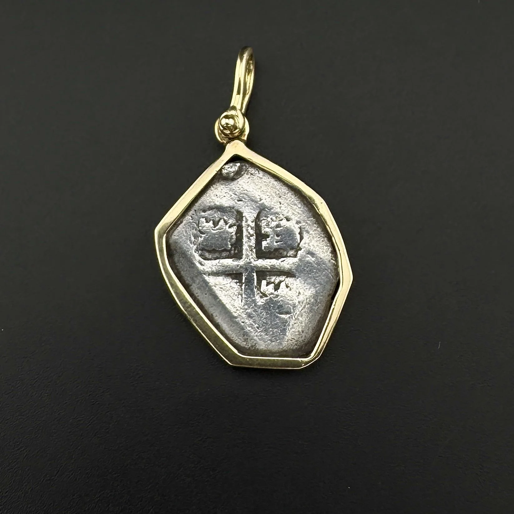 SPANISH 4 REALE PENDANT - 14K YELLOW GOLD