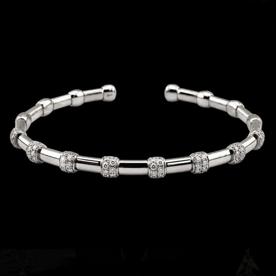 Diamond Open Cuff Bangle Bracelet
