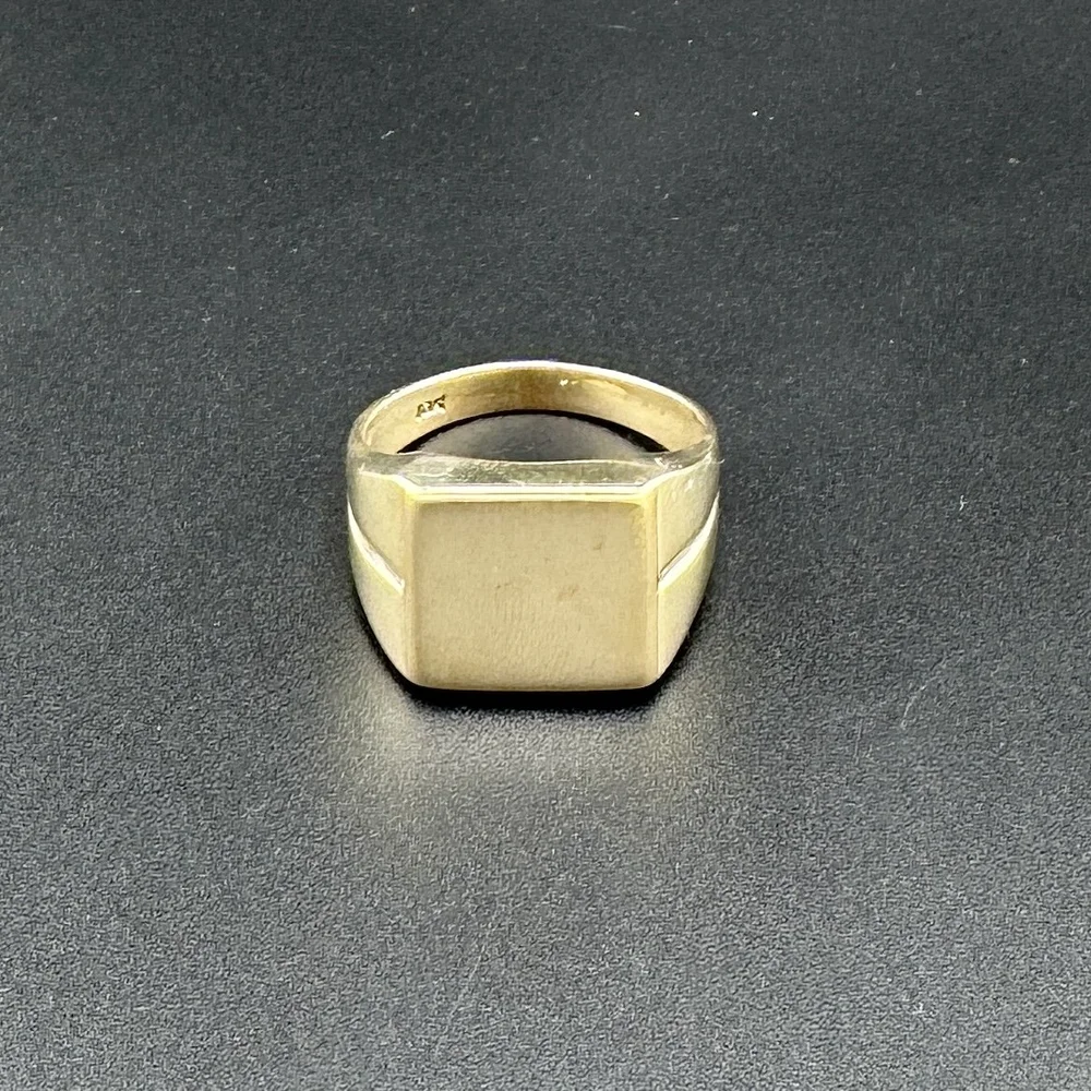 MENS 10K YELLOW GOLD BLANK ENGRAVABLE SIGNET RING SZ 12