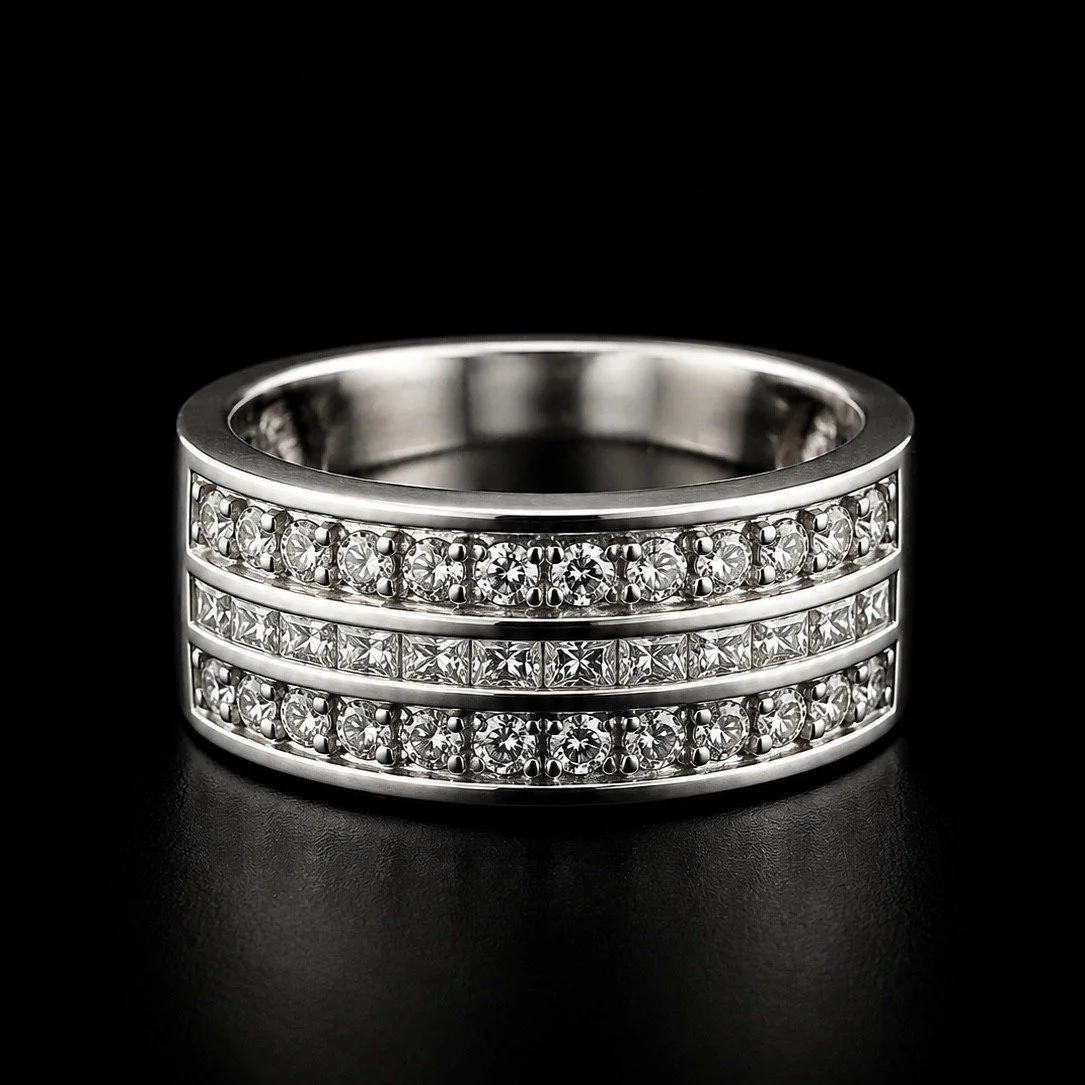 Wide Diamond Band Ring