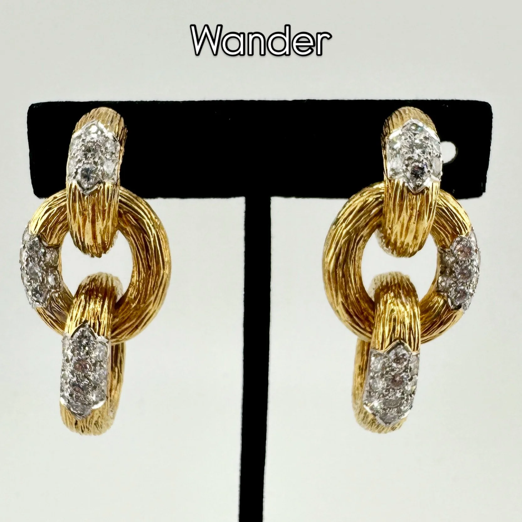 Wander Diamond 3ct 18k French Vintage Gold Earrings