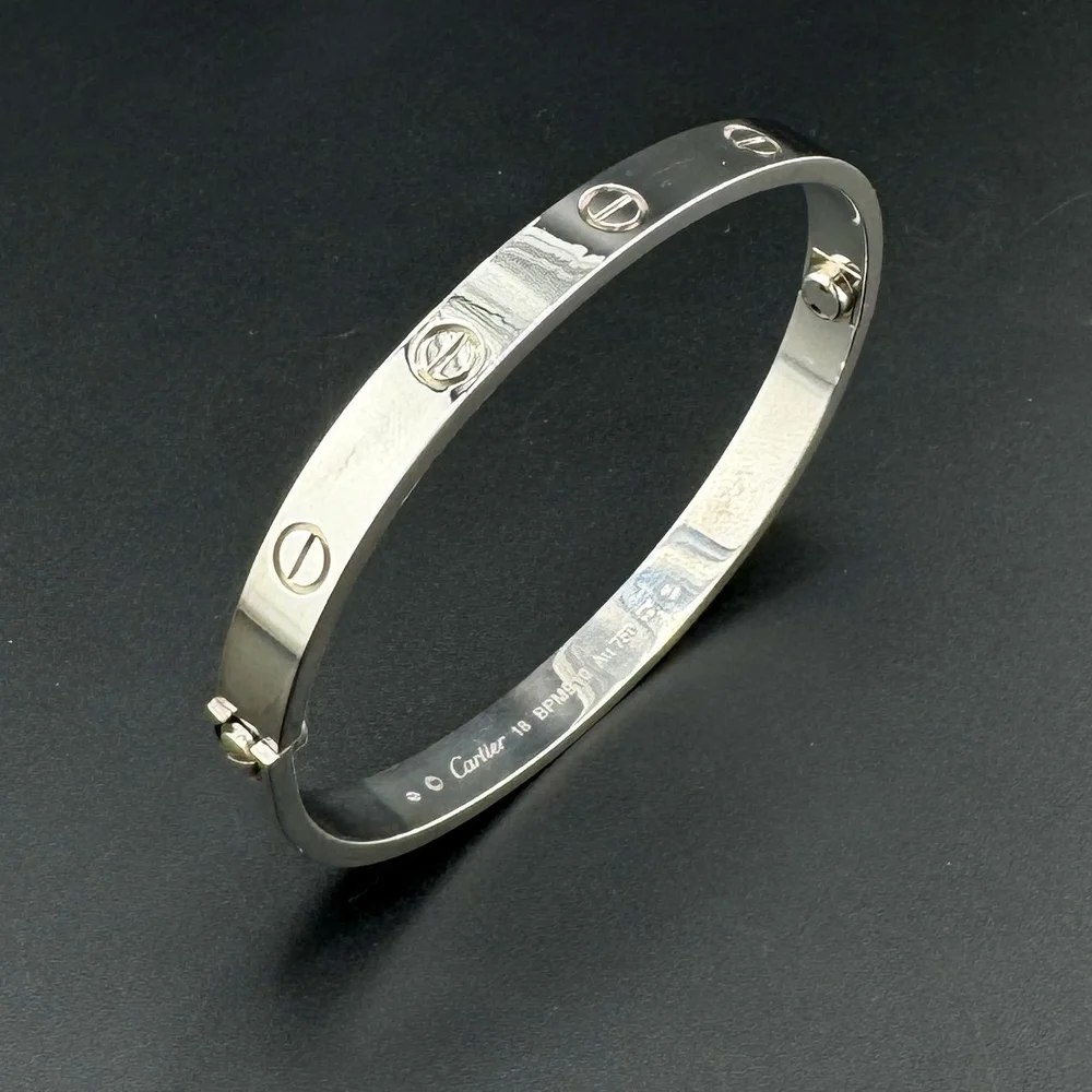CARTIER LOVE BRACELET - 18K WHITE GOLD - SIZE 18 - BOX