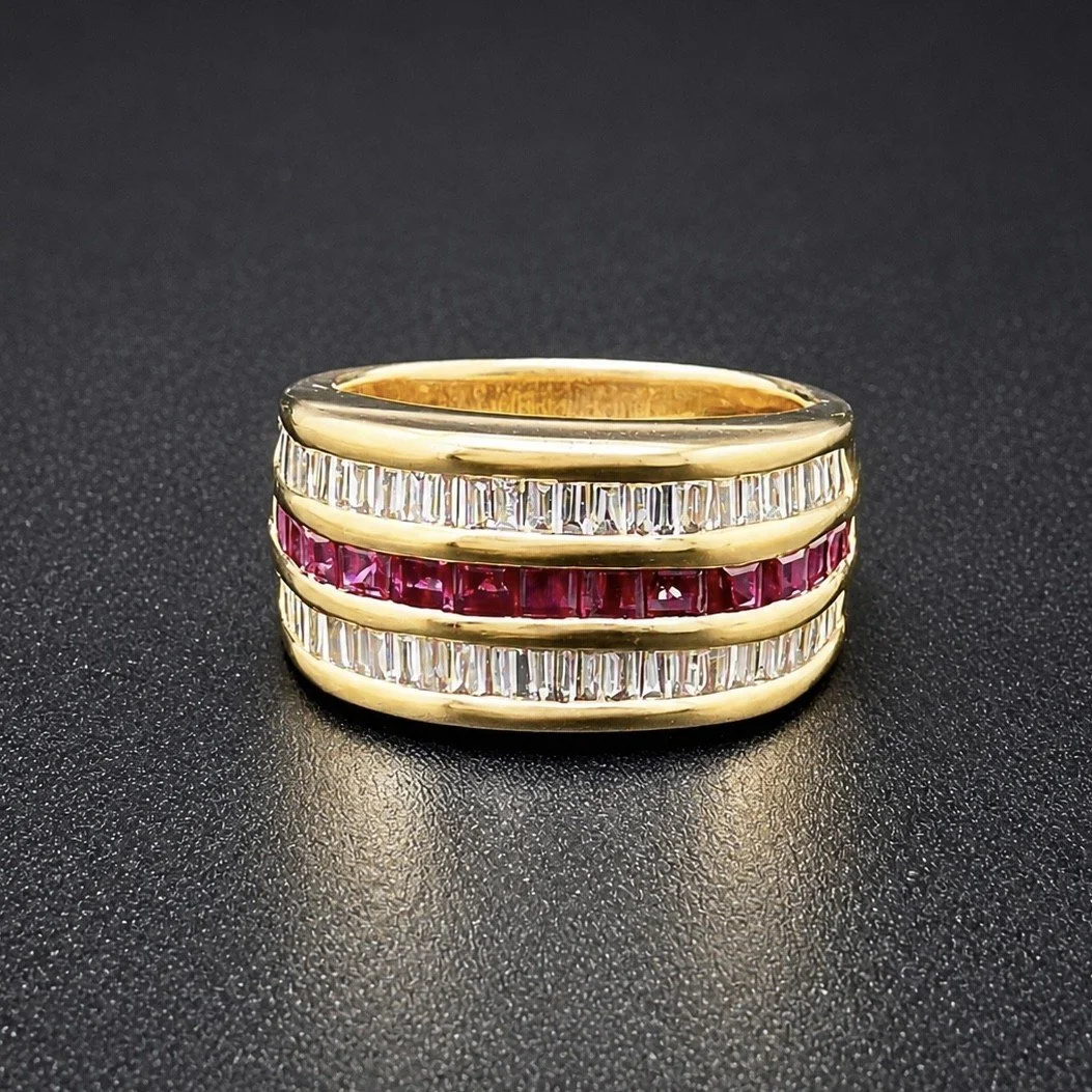 Ruby and Diamond Band Cocktail Ring