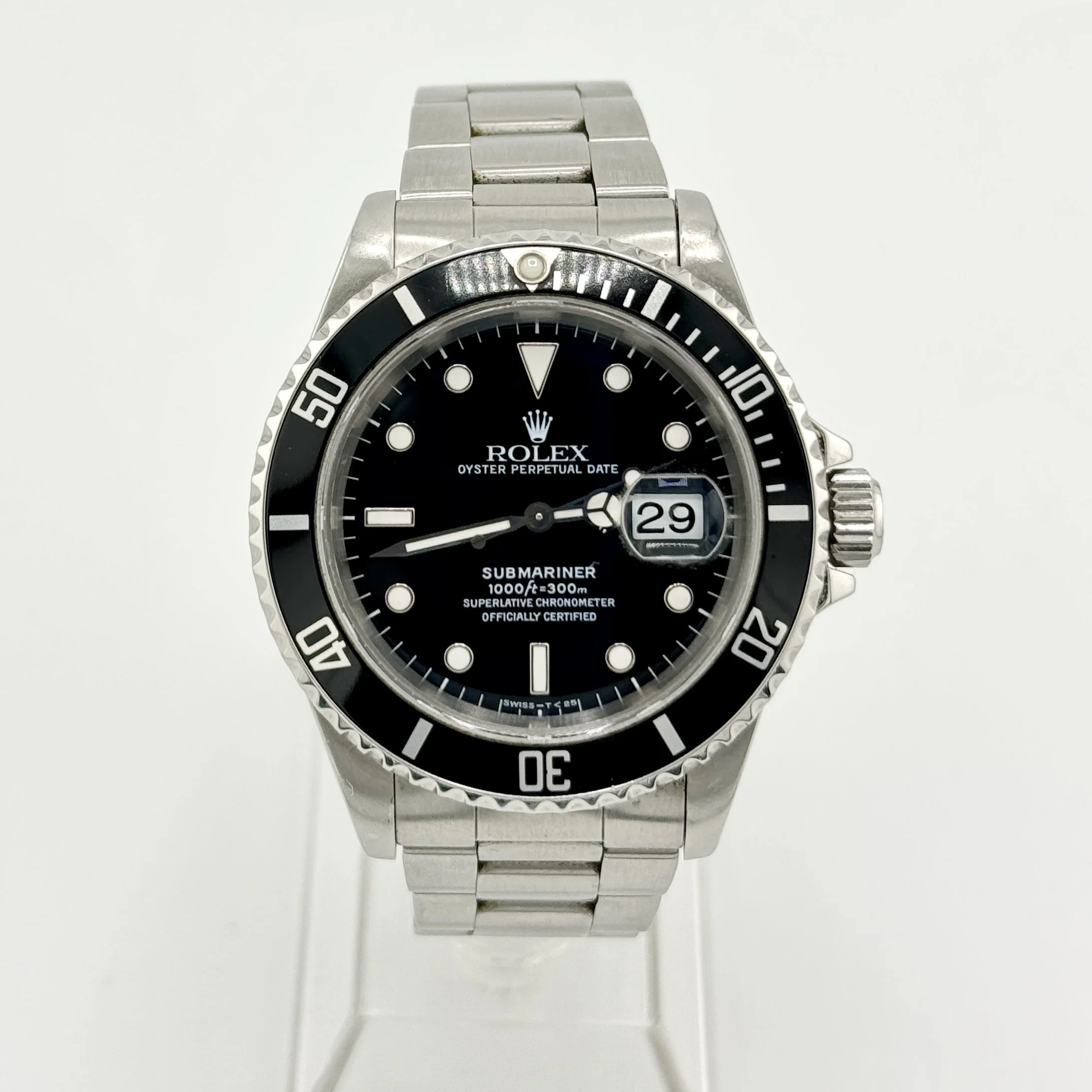 ROLEX SUBMARINER DATE 16610 OYSTER BLACK DIAL S/S AUTO 40MM 1996