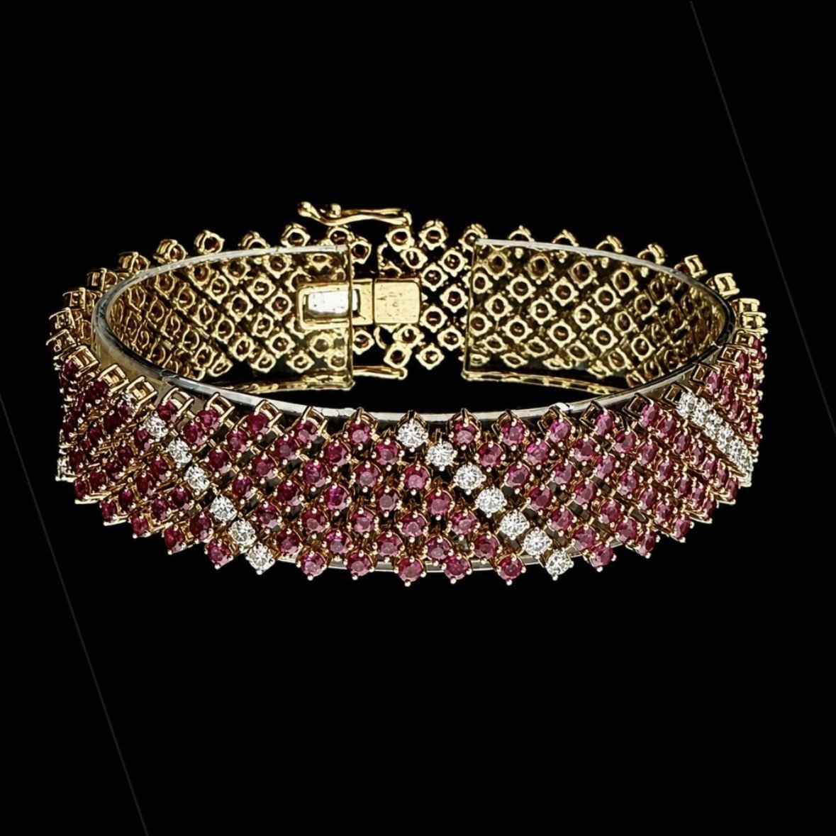 1950'S Retro Ruby and Diamond Bracelet