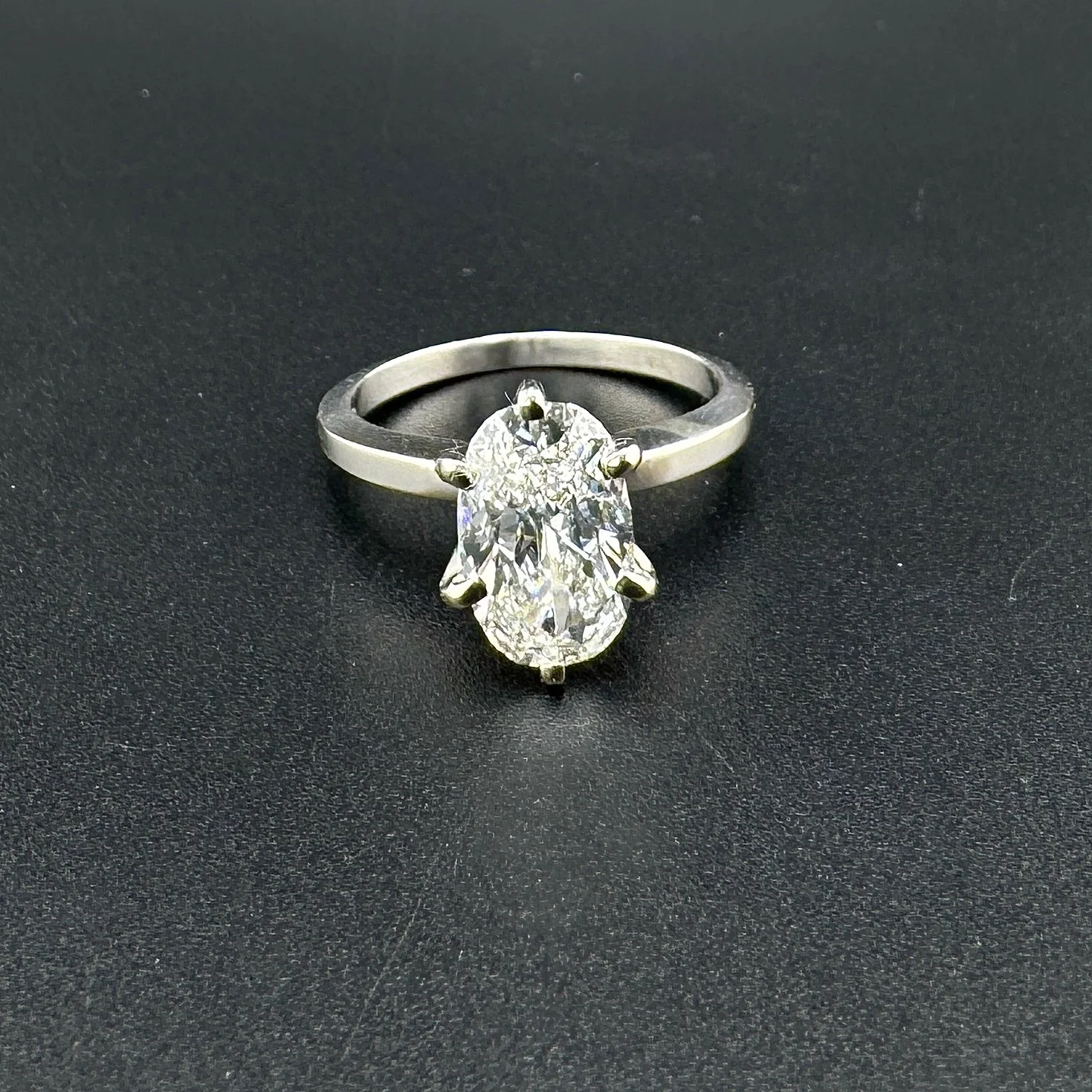 GIA 2.00CT SI2 I OVAL BRILLIANT DIAMOND RING - 14K WHITE GOLD - SZ 6.25