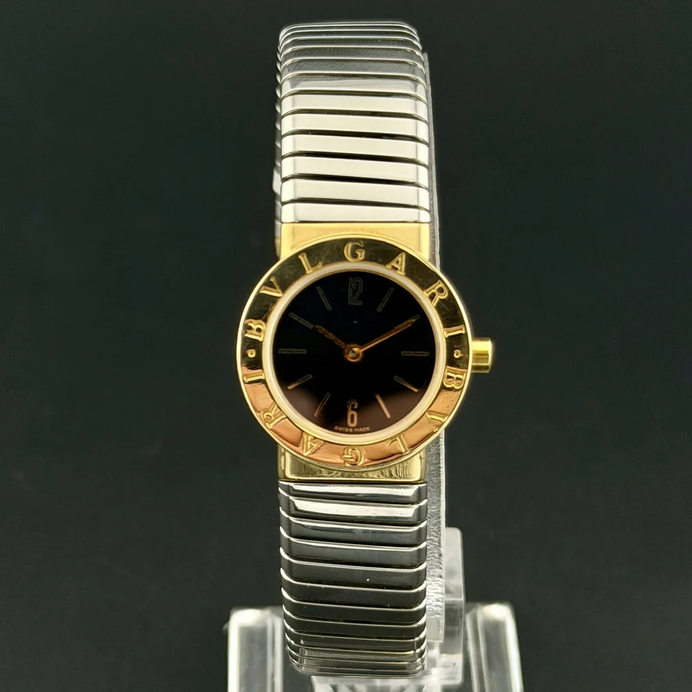 BVLGARI TURBOGAS BB232T 23MM BLACK DIAL QUARTZ STAINLESS STEEL