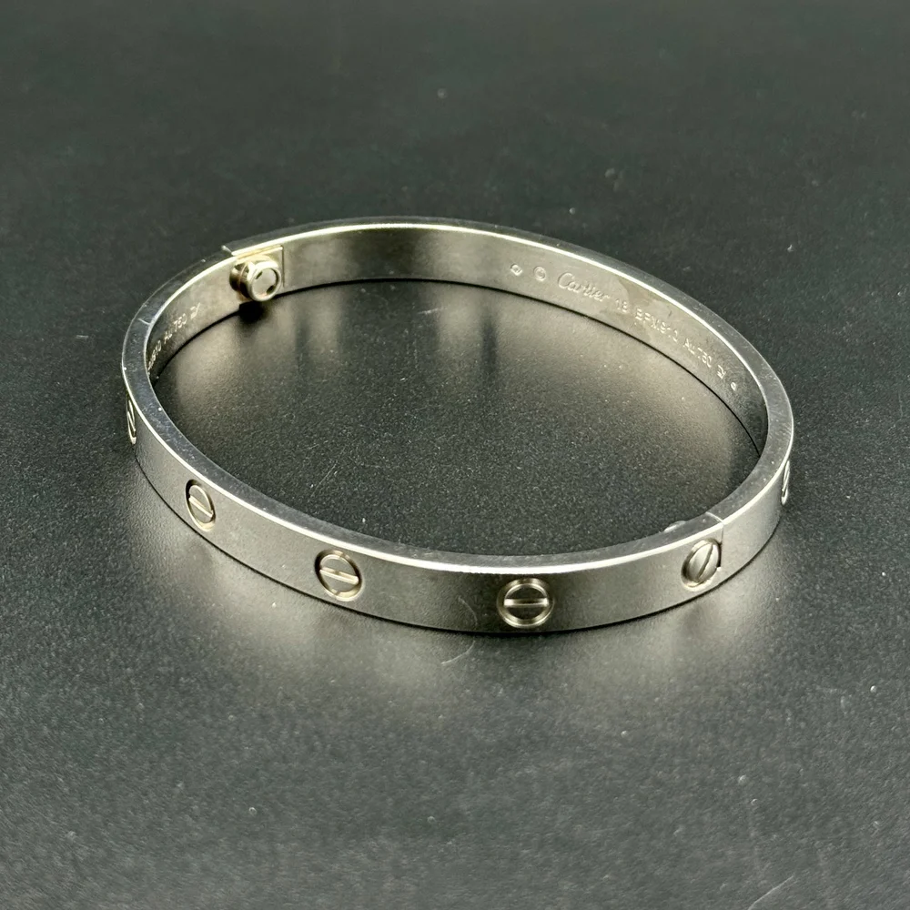 CARTIER LOVE BRACELET - 18K WHITE GOLD - SIZE 18 - BOX