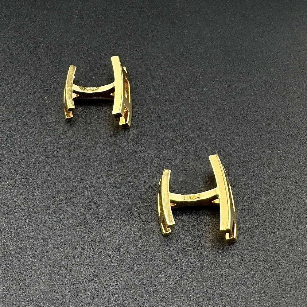HERMES H PARALLEL CUFFLINKS - 18K YELLOW GOLD — LOVEJOY ANTIQUES