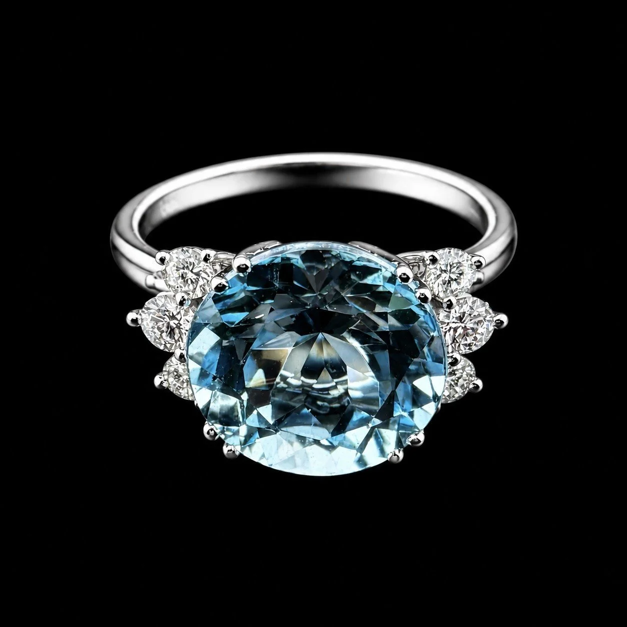 Cavelti Blue Topaz and Diamond Cocktail Ring