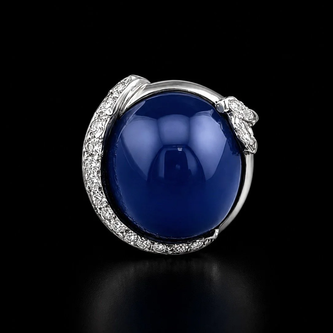 G.I.A Certified Star Sapphire and Platinum Ring