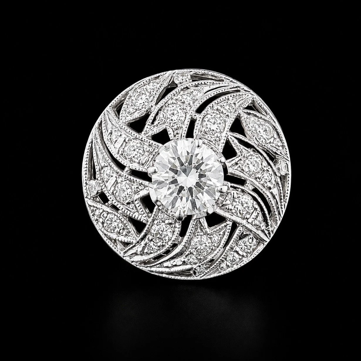Art Deco G.I.A Certified Center Diamond Ring