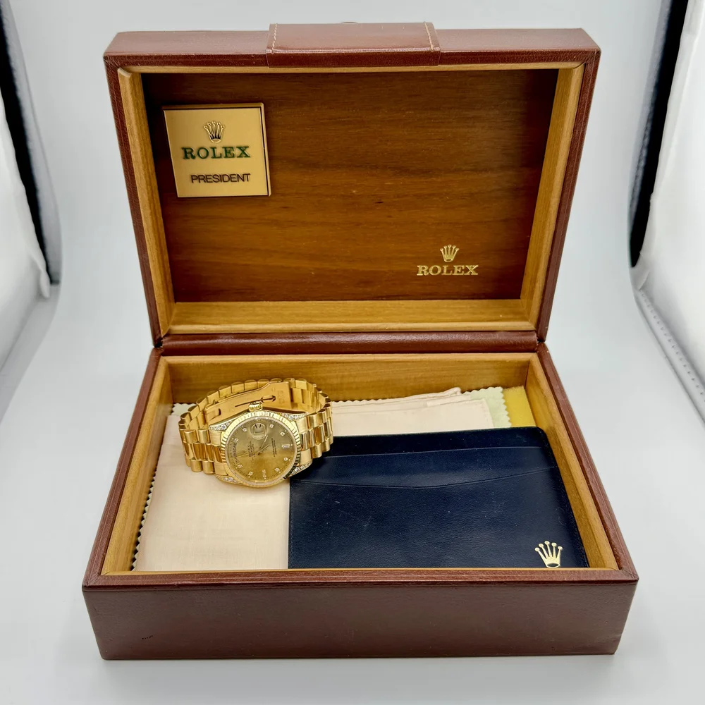 ROLEX PRESIDENT DAY DATE 18338 18K YG CHAMPAGNE DIAMOND DIAL/LUGS