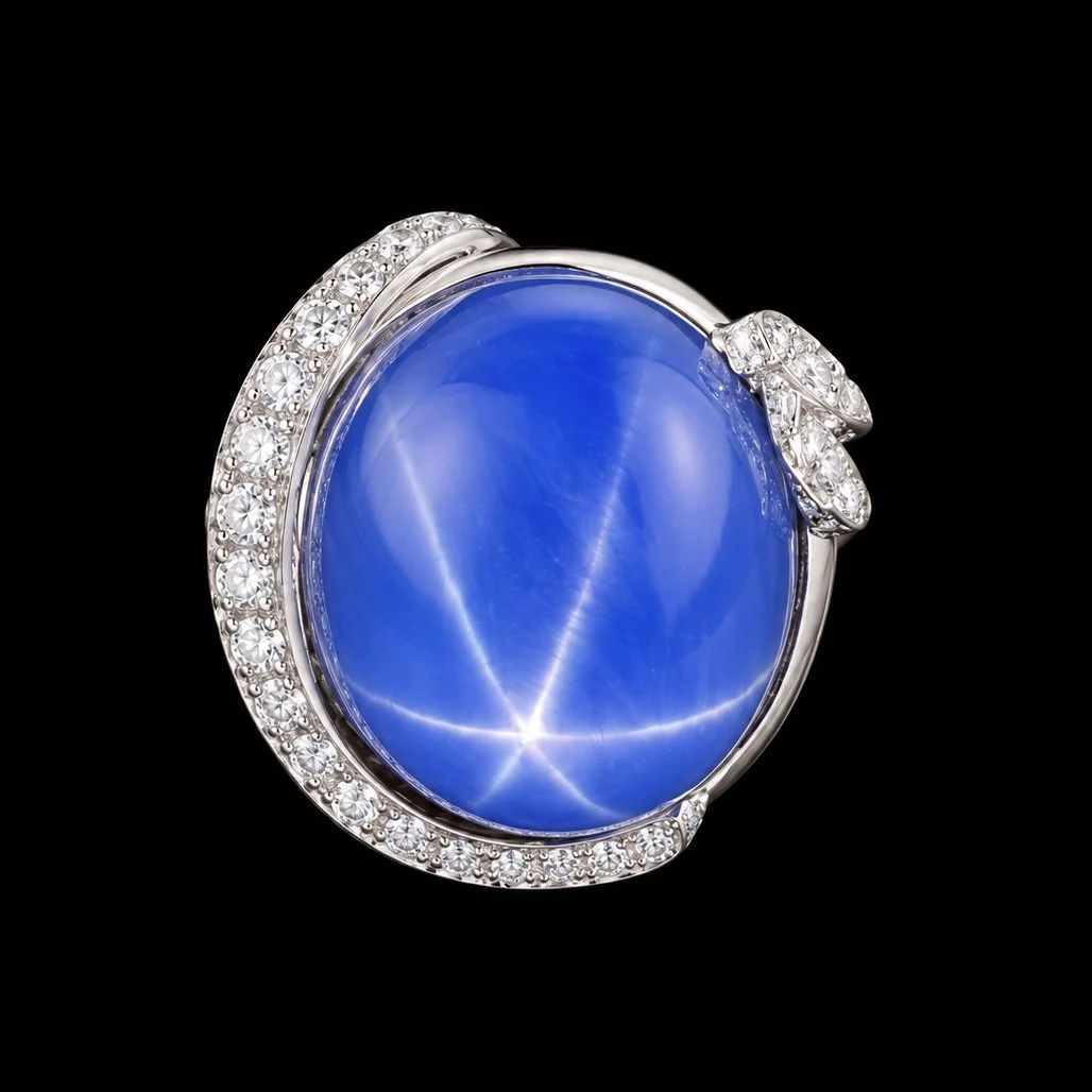 G.I.A Certified Star Sapphire and Platinum Ring