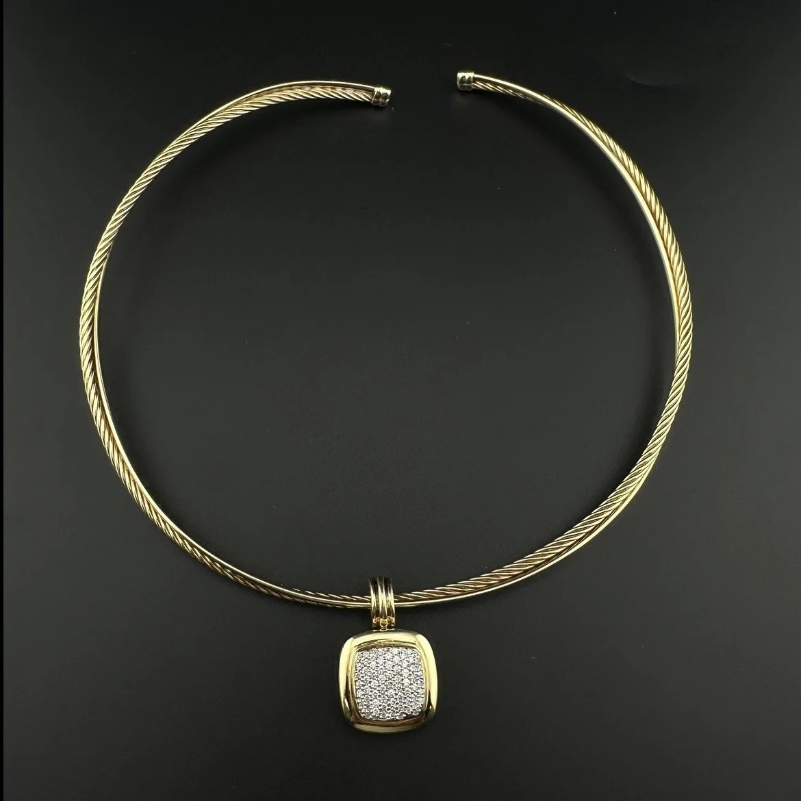 DAVID YURMAN COLLAR NECKLACE 18K YELLOW GOLD W/ DIAMOND ALBION PENDANT 42.62 G