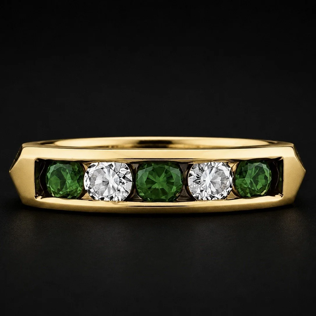 EMERALD & DIAMOND HALF BAND