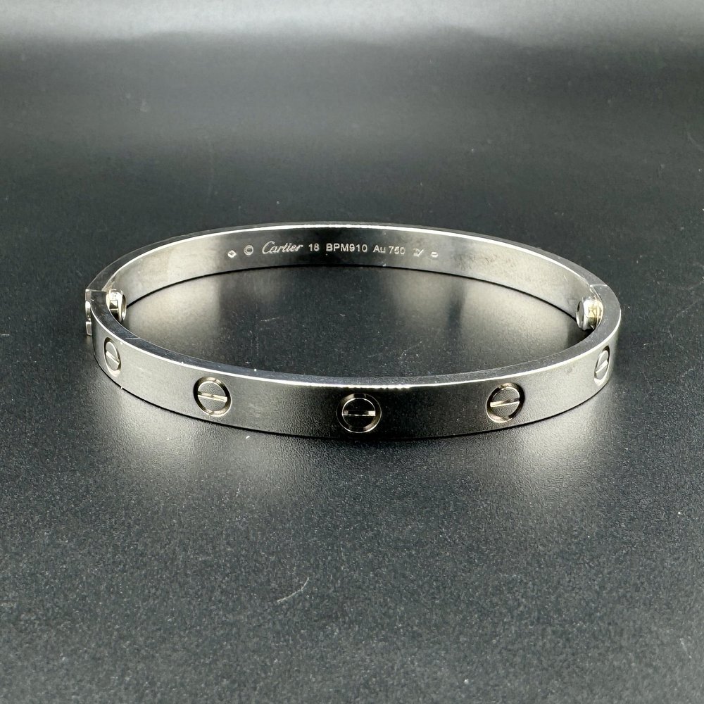 CARTIER LOVE BRACELET - 18K WHITE GOLD - SIZE 18 - BOX