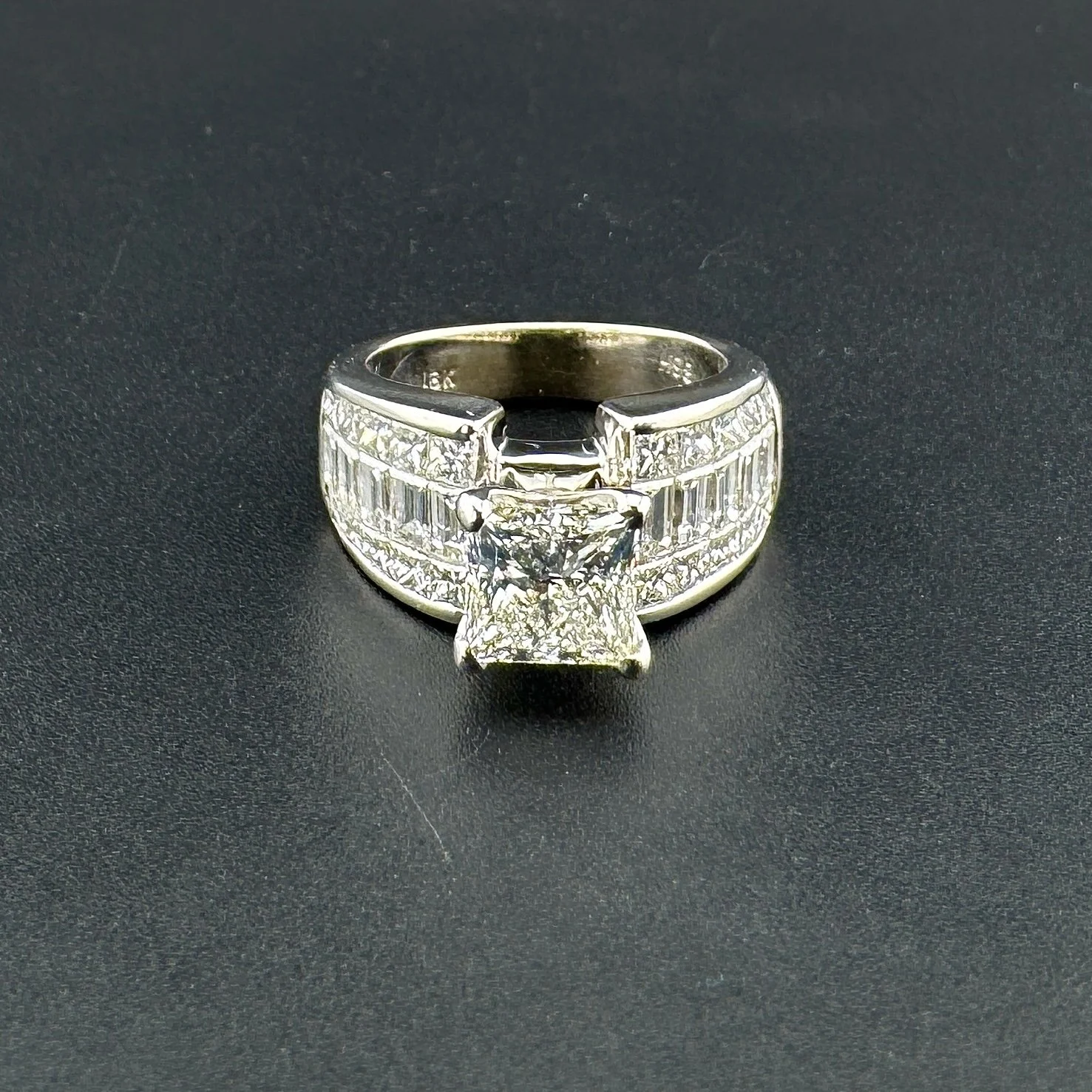 EGL 2.13CT VS1 H PRINCESS CUT DIAMOND RING - 18K WHITE GOLD - SZ 6 - 3.93CTW