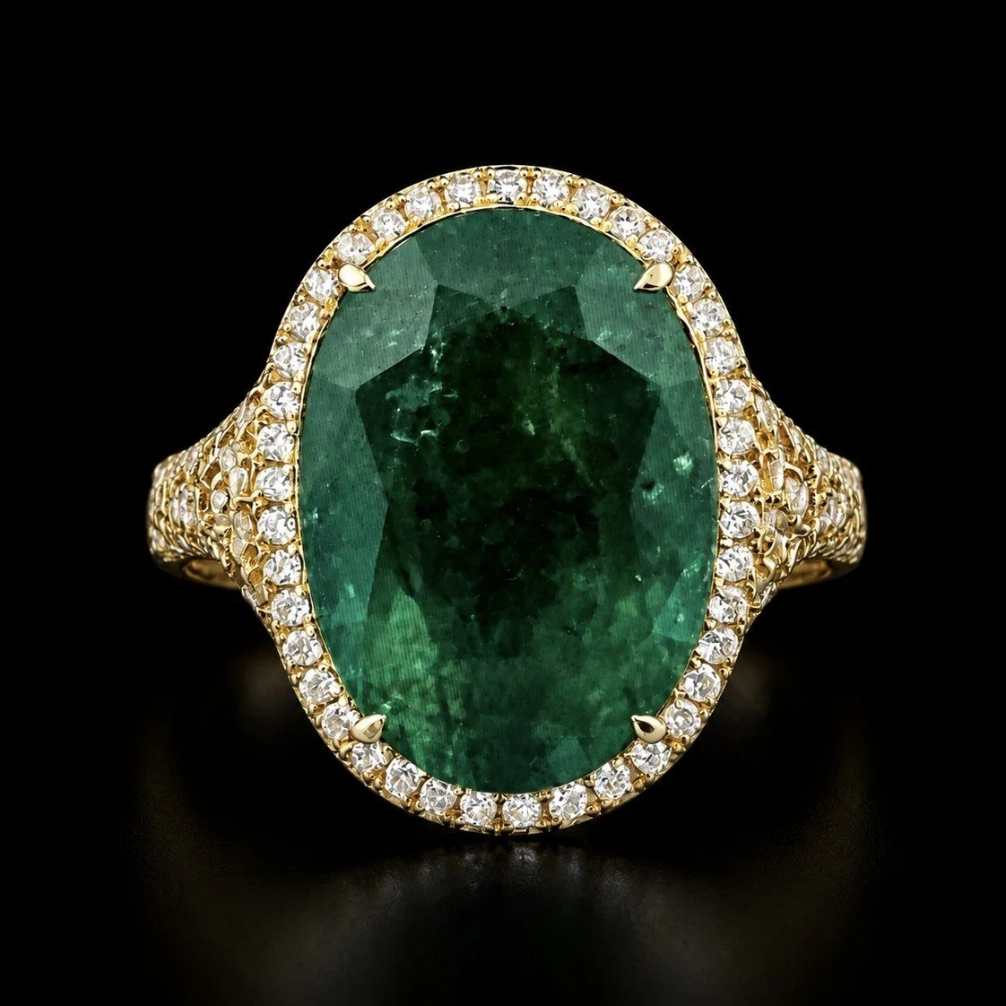 Magnificent G.I.A Certified Emerald and Diamond Accent Cocktail Ring
