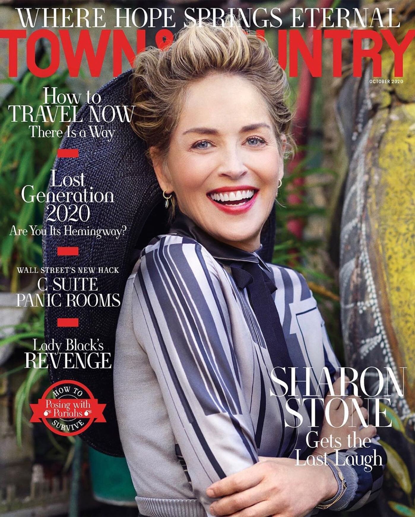 The iconic and FABULOUS Ms. @sharonstone for @townandcountrymag. Such a gift shooting the Oct cover with this incredible team at the @tonyduquetteofficial house. Thank you, I&rsquo;m filled with gratitude.❤️❤️❤️
.
.
Shot by @michaelmuller7
Styled by 
