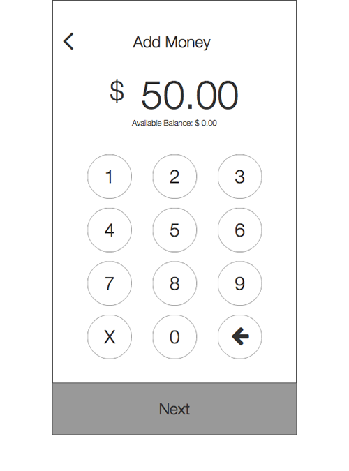 Adding Value This section was also removed from the initial setup and placed on the home screen. It was separated from monthly pass so that users would not confuse the two options.