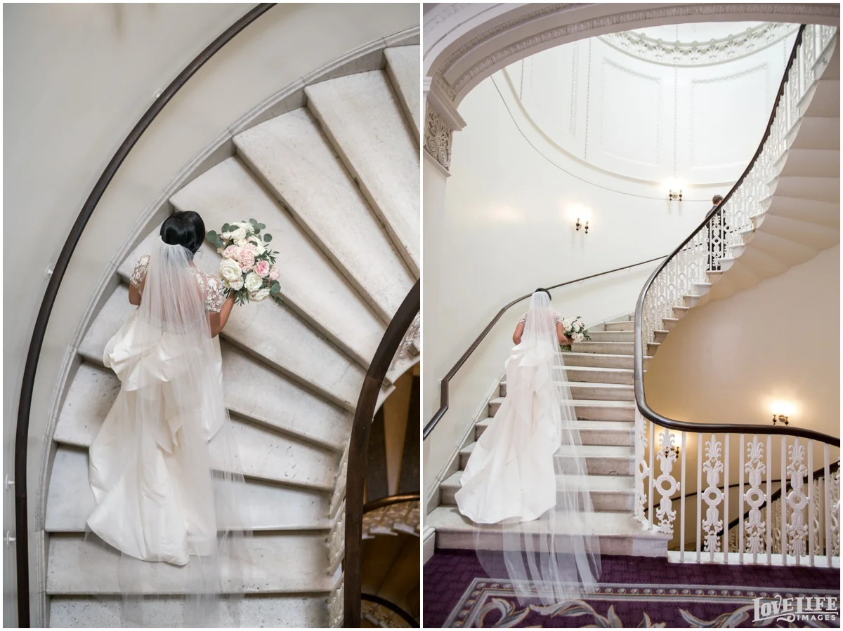 Hotel Monaco DC Wedding staircase first look.jpg