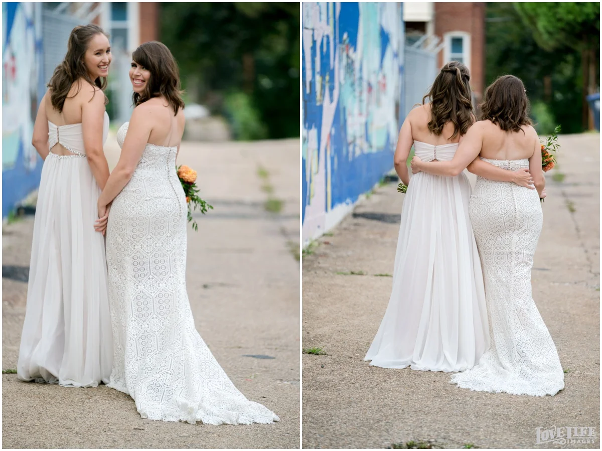 Same Sex Brewery DC Wedding walking away portrait.jpg