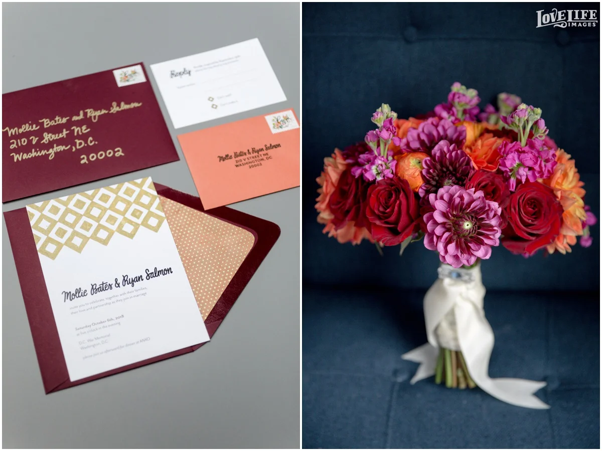 Anxo Cidery DC Wedding fall invitation and bridal bouquet.jpg