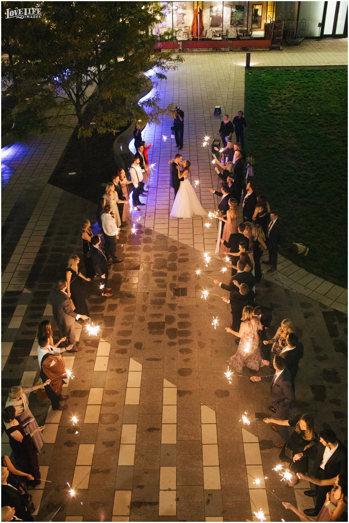 District Winery DC Wedding birds eye view sparkler exit.jpg