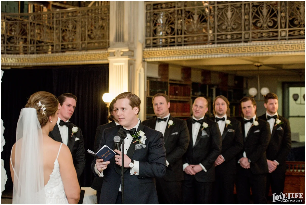 Peabody Library Baltimore Glam Wedding ceremony vow exchange.jpg