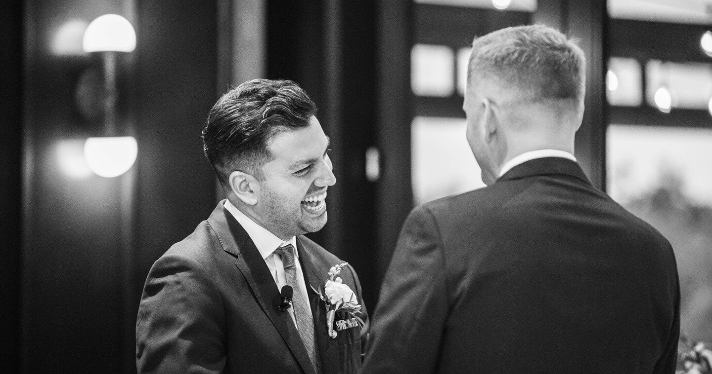Daniel and Neil exchange vows with a laugh and a smile.⁠
#wedocumentlove