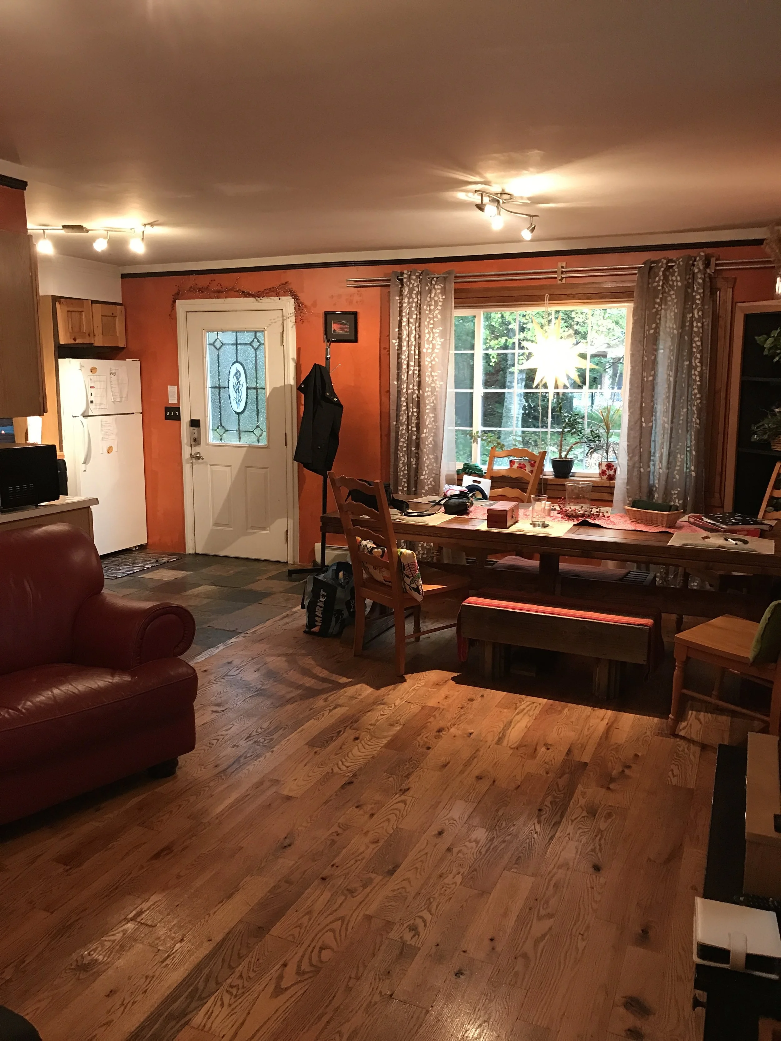Ignore the table cluttered with all our stuff, but the kitchen/living room was such a great space
