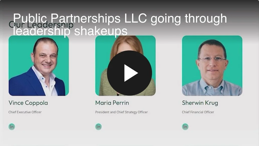 Photos off CDPAP leadership. Vince Coppola (CEO) in a blue blazer and white shirt, Maria Perrin (President and CSO) has a play button icon over her face. Sherwin Krug (CFO) in clear glasses and a blue dress shirt.