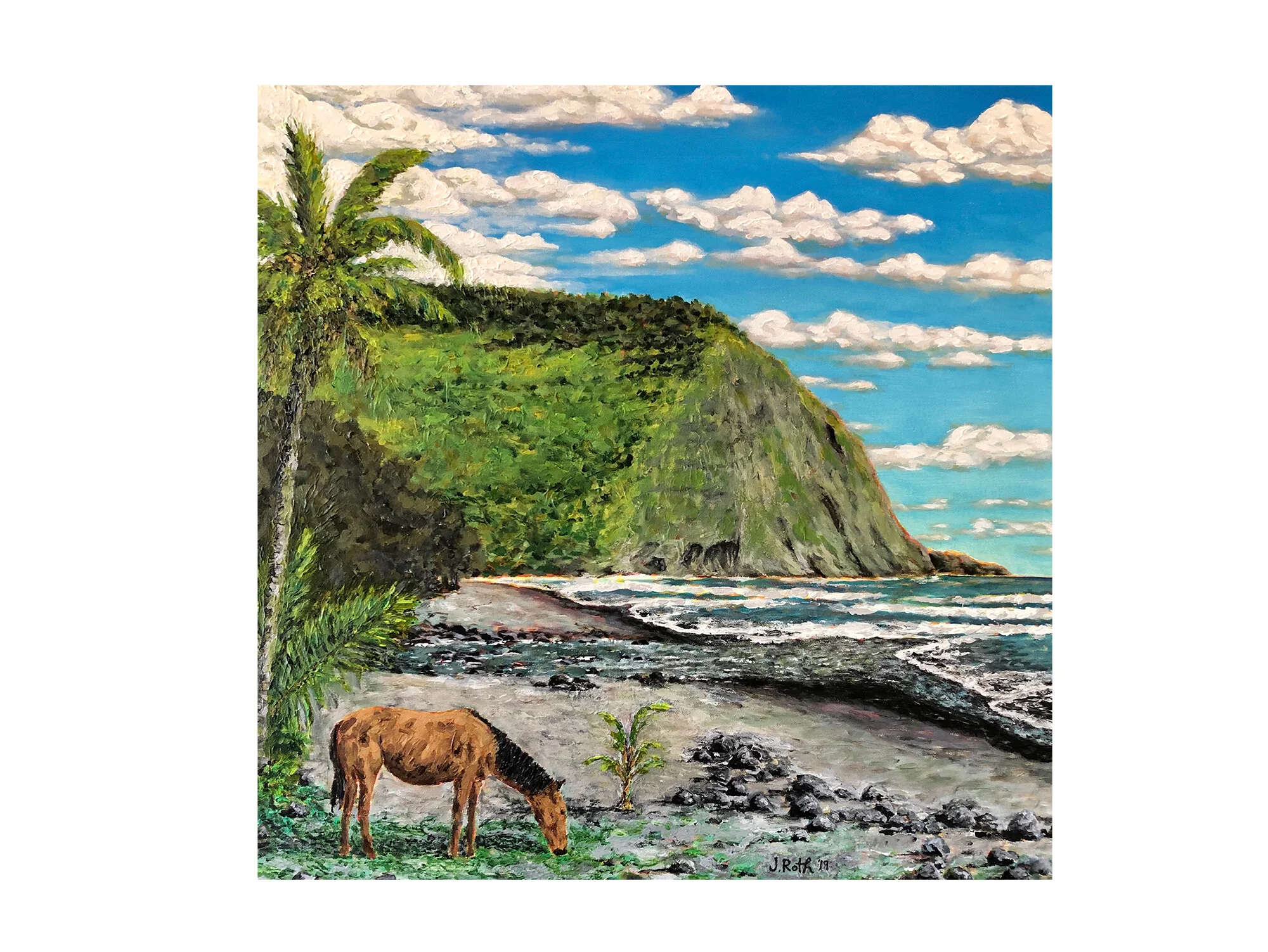 Waipio valley beach horse painting Hawaii j roth.jpg