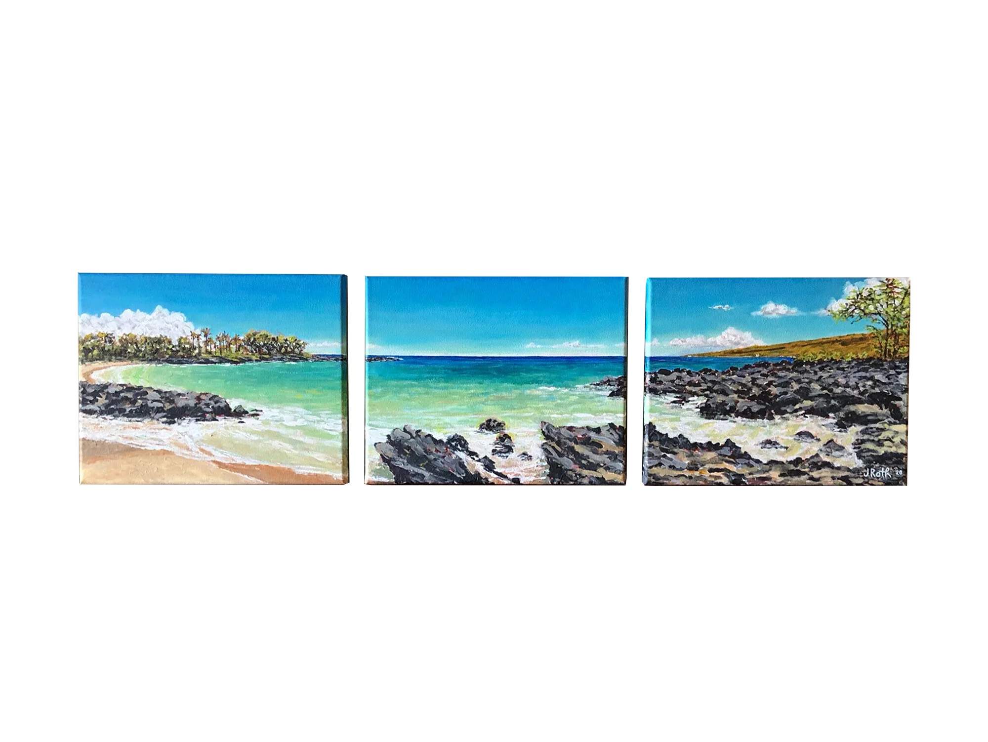 triptic kohala coast big island beach painting Hawaii j roth.jpg