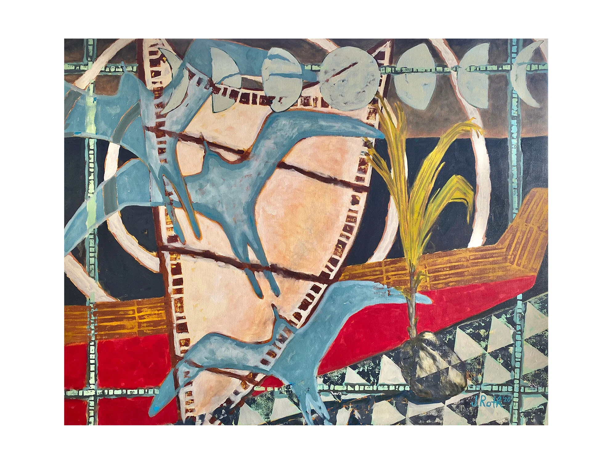 Waa canoe quilt painting bird j roth .jpeg