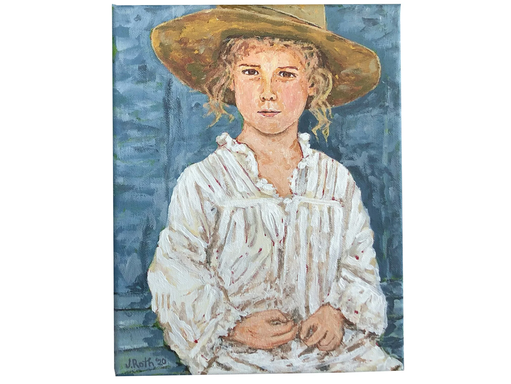 little girl blond with hat waimea hawaii painting Hawaii j roth.jpg