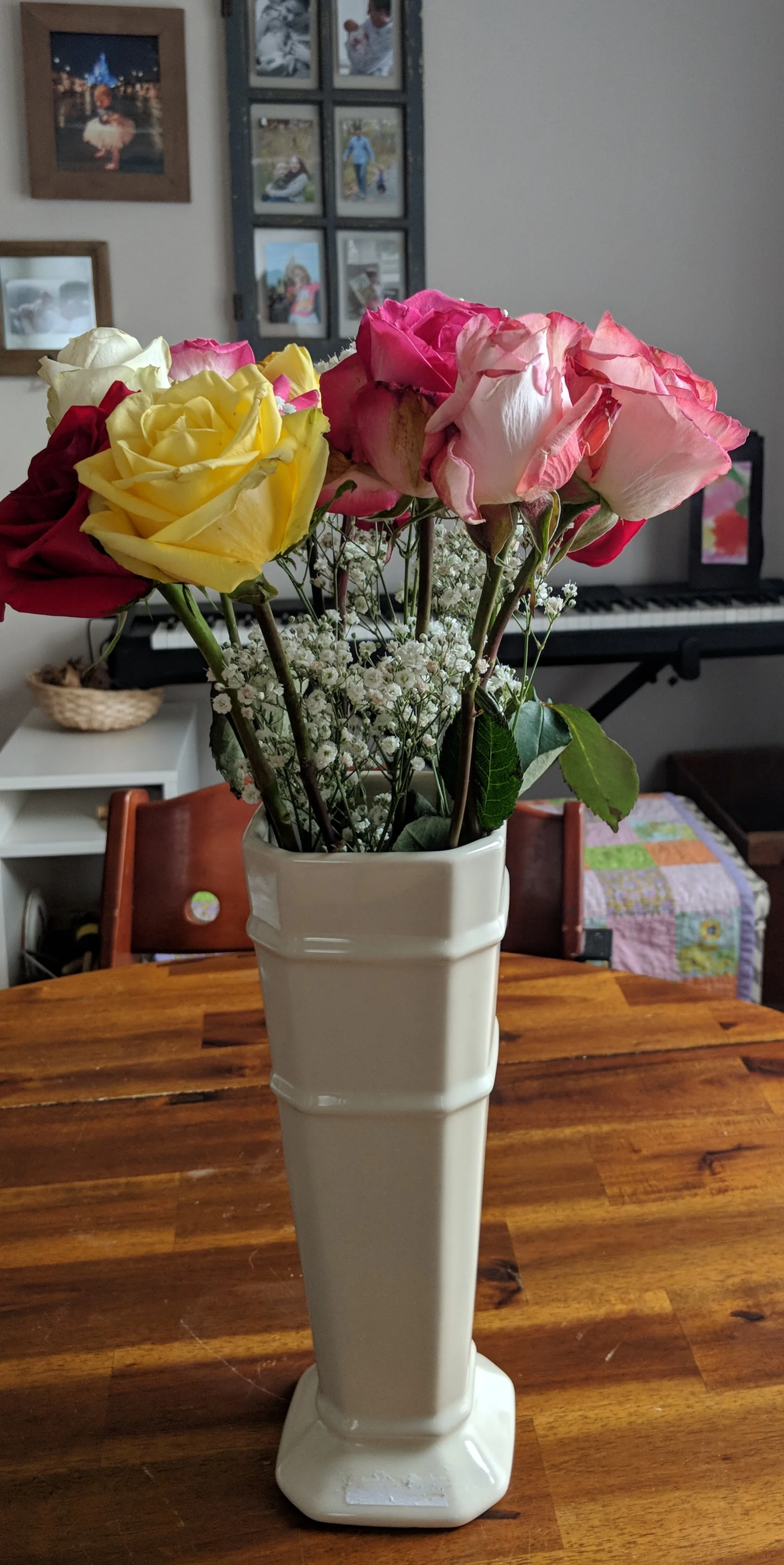 I didn't get this photo until the roses were about a week after her birthday but they still looked great.