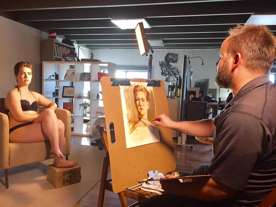 Ben Sowards painting model Marina Pimental.